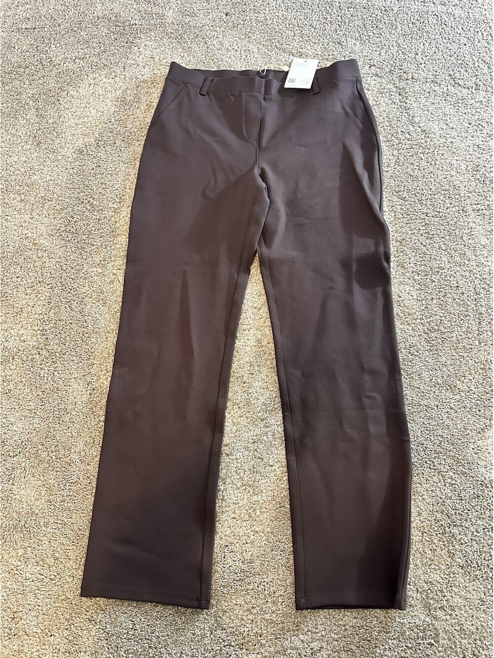 NWT Quince Ultra Stretch Ponte Straight Leg Pants Espresso Brown Petite Medium M